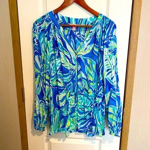 Lily Pulitzer Elsa Blouse Top Size XL